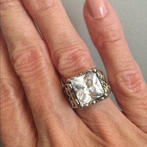 Silpada Silver Ring with Clear Square Stone